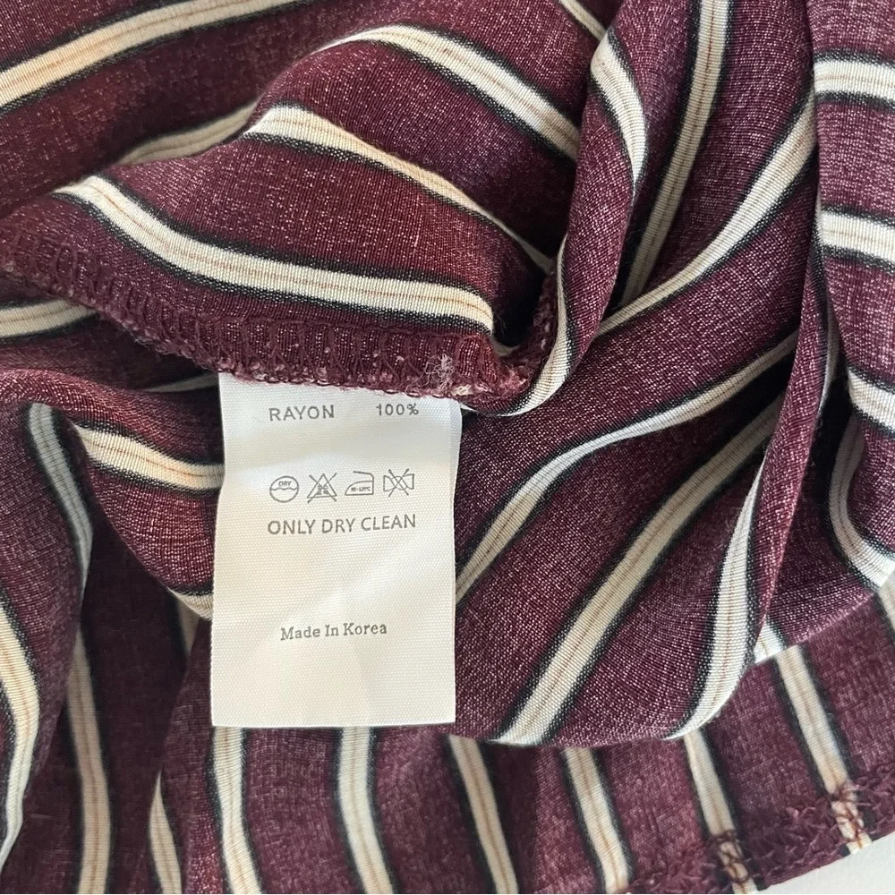 Indibrand Maroon Red White Striped Button Down Shirt Top 20442 - Picture 7 of 8